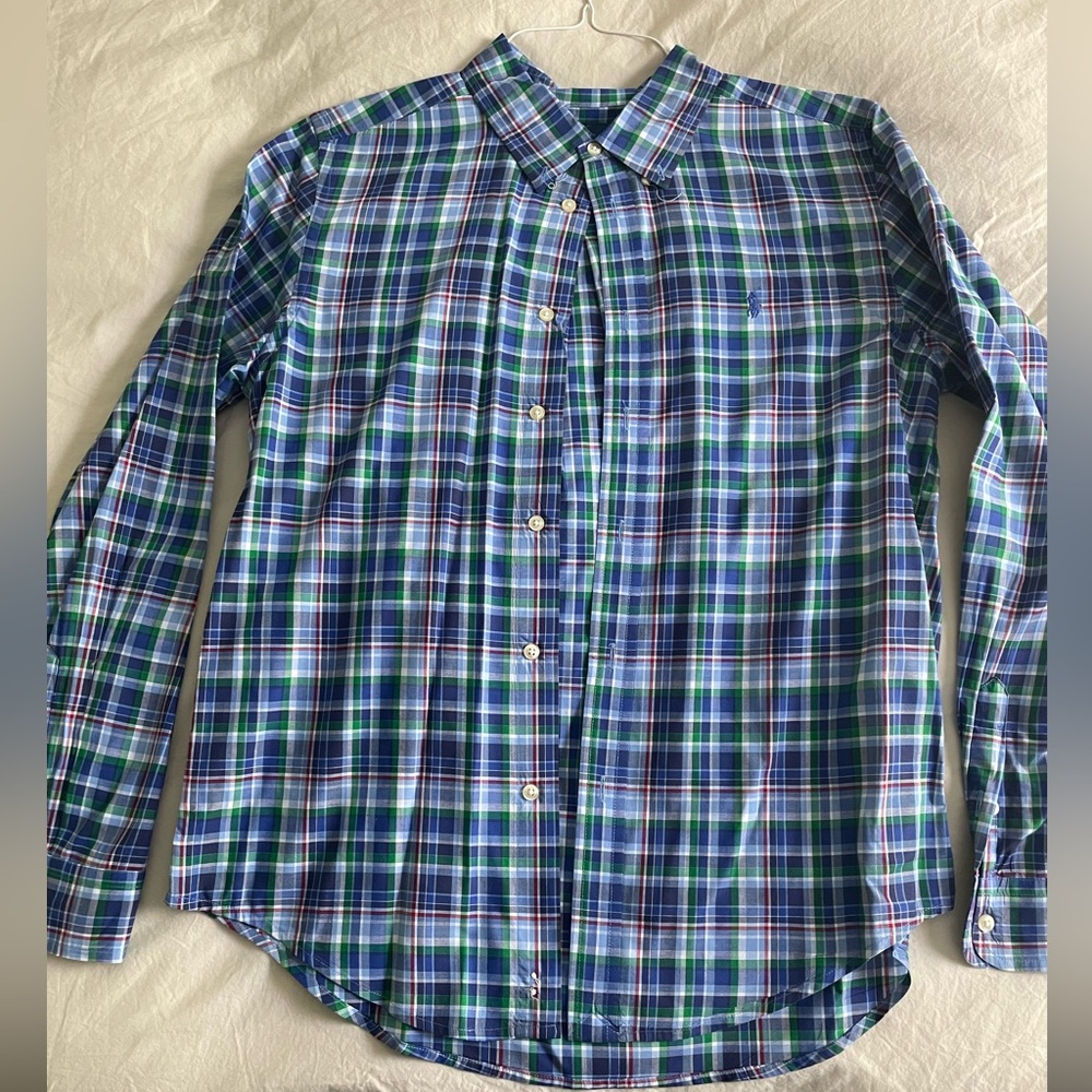 Polo by Ralph Lauren Blue and Green Button Down Shirt